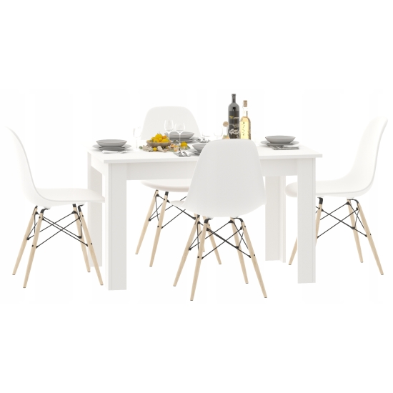 Stół kuchenny 120x80 Biały + 4 krzesła Skandynawskie Milano Białe
